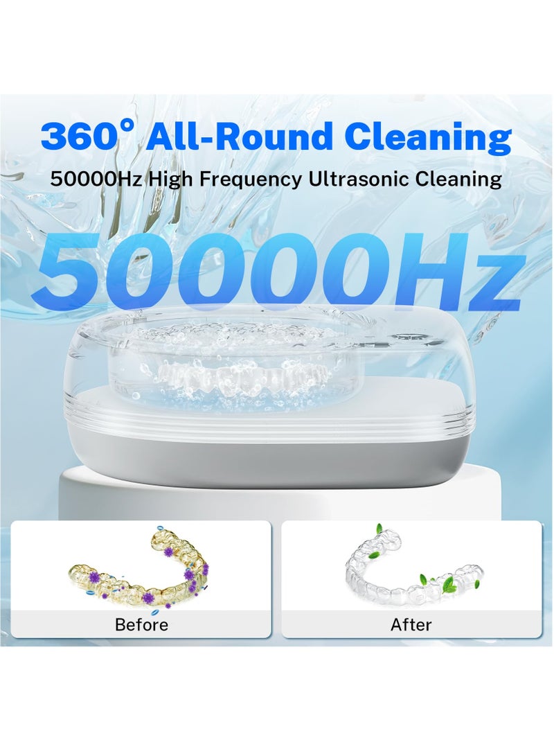 Zikra Ultrasonic Retainer Cleaner, Cordless and Portable, Retainer Cleaner Machine with 2000mAh, 50kHz Dental Cleaning Pod for All Dental Retainer Mouth Guard Aligner Whitening Trays - Image 3