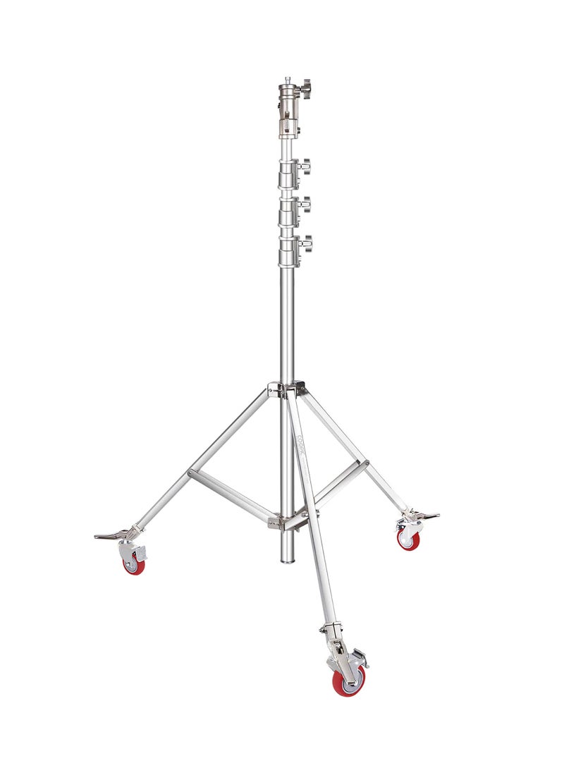 Coopic COOPIC L-5900 Wheeled Roller Heavy Duty Stainless Steel Light Stand with Adjustable Height maximum up to 600cm and Detachable Wheels used for Soft box, Moonlight and Other Photographic Equipment  - Image 1