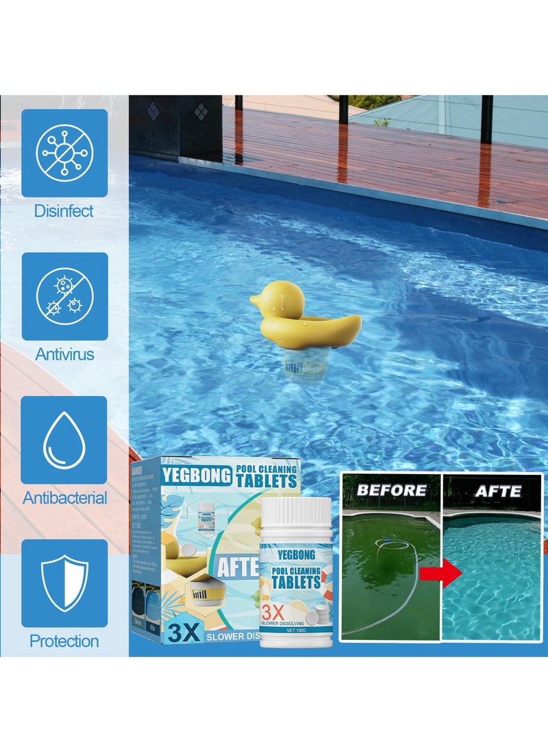 YEGBONG Pool Cleaning Float And Purifier Tablets Kit, 100g Chlorine Tablets, Chlorinating Tablets with Chlorine Floater Dispenser, Long Lasting Chlorinating Tabs, Chlorine Tabs for for Swimming Pools Hot Tubs, Swimming Pool Cleaning Tablet  - Image 4