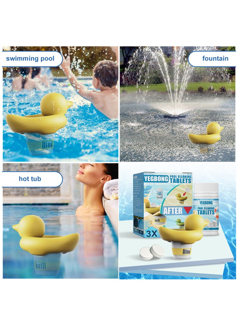 YEGBONG Pool Cleaning Float And Purifier Tablets Kit, 100g Chlorine Tablets, Chlorinating Tablets with Chlorine Floater Dispenser, Long Lasting Chlorinating Tabs, Chlorine Tabs for for Swimming Pools Hot Tubs, Swimming Pool Cleaning Tablet  - Image 5