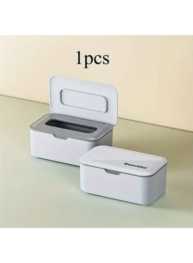 Grey Multi Use Tissue Storage Box Wet Wipe Organizer Dispenser For Office Home - Image 1