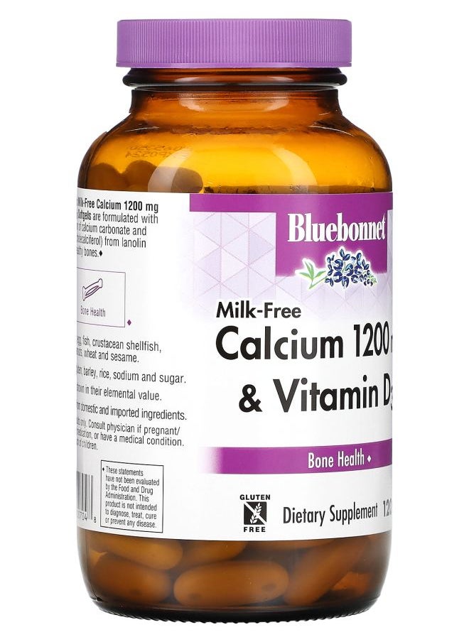 Bluebonnet Nutrition Milk-Free Calcium & Vitamin D3 1200 mg 120 Softgels (600 mg per Softgel)  - Image 2
