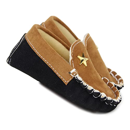 Neska Moda 6 To 12 Months Baby Boys Synthetic Leather/Suede Loafer Booties (Brown,Black)-BT1271 - Image 2