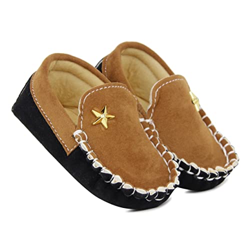 Neska Moda 6 To 12 Months Baby Boys Synthetic Leather/Suede Loafer Booties (Brown,Black)-BT1271 - Image 1