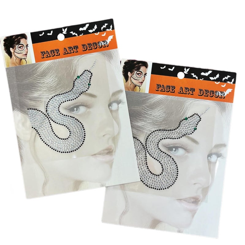 Halloween Snake Face Gems,Day Of The Death Skull Face Jewels Sticker,2-Pack