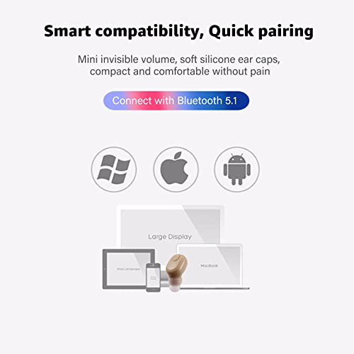 SYSFUN Single Bluetooth Wireless Earbud, Mini Invisible in-Ear Wireless Bluetooth Headphone 12 Hours Super Long Battery Life Suitable for Sports Work and Sleep- Beige - Image 5