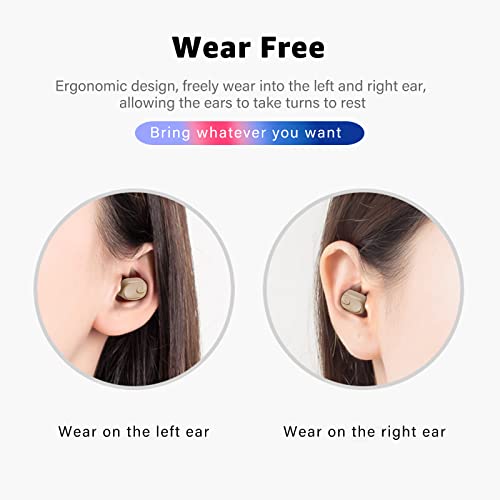 SYSFUN Single Bluetooth Wireless Earbud, Mini Invisible in-Ear Wireless Bluetooth Headphone 12 Hours Super Long Battery Life Suitable for Sports Work and Sleep- Beige - Image 3