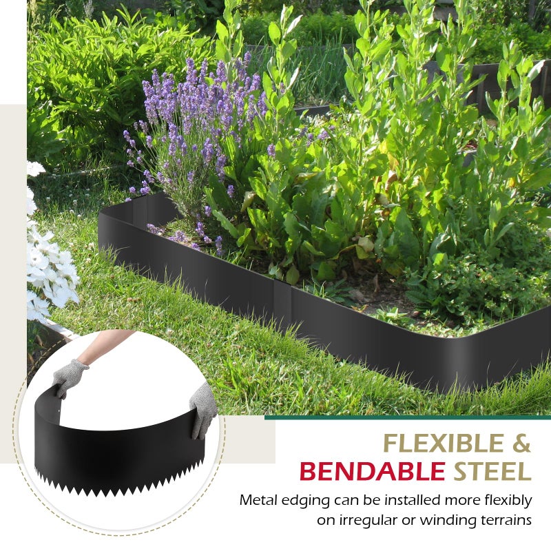 Dyna-Living 40 x 8 Inch Steel Landscape Edging 6 Pack Metal Edging for Landscaping Garden Edging Border, 20FT Total Landscape Edging Border Metal Landscape Edging with Clips for Lawn, Garden, Yard - Image 3