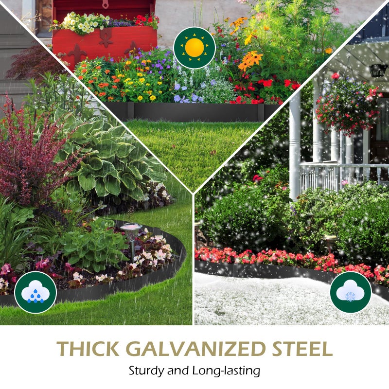 Dyna-Living 40 x 8 Inch Steel Landscape Edging 6 Pack Metal Edging for Landscaping Garden Edging Border, 20FT Total Landscape Edging Border Metal Landscape Edging with Clips for Lawn, Garden, Yard - Image 4