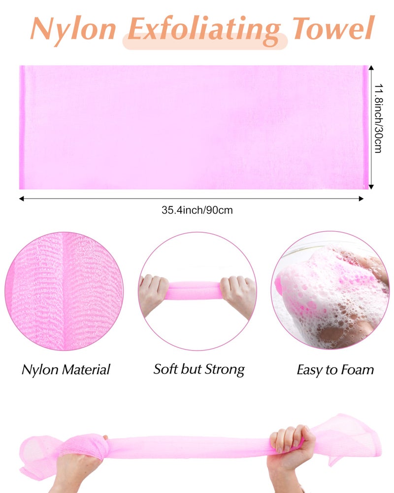 MoHern 6 PCS Exfoliating Washcloth, 35 Inch 3 Colors Nylon Bath Exfoliating Towel for Shower, Colorful Japanese Washcloth, Exfoliating Body Scrubber (Blue, Yellow, Pink) - Image 3