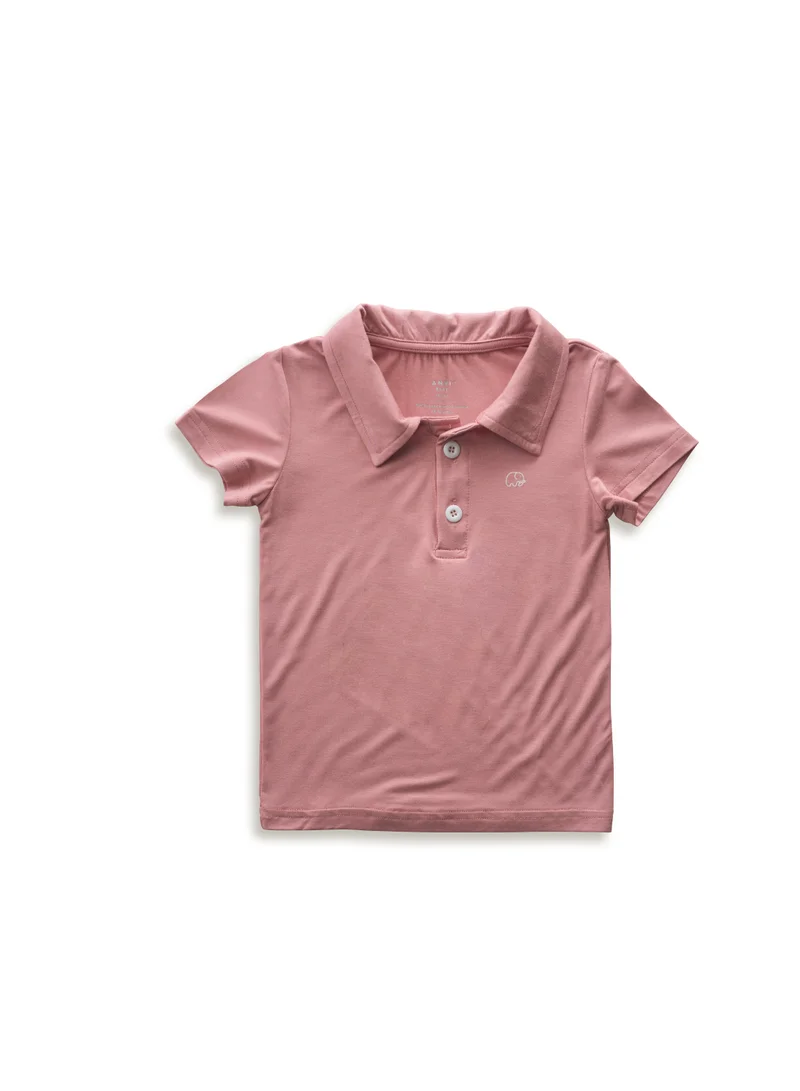 انفي بيبي Bamboo Spandex Polo T-Shirt- Rose
