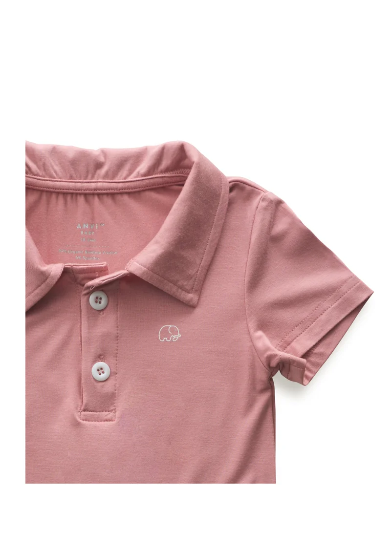 انفي بيبي Bamboo Spandex Polo T-Shirt- Rose