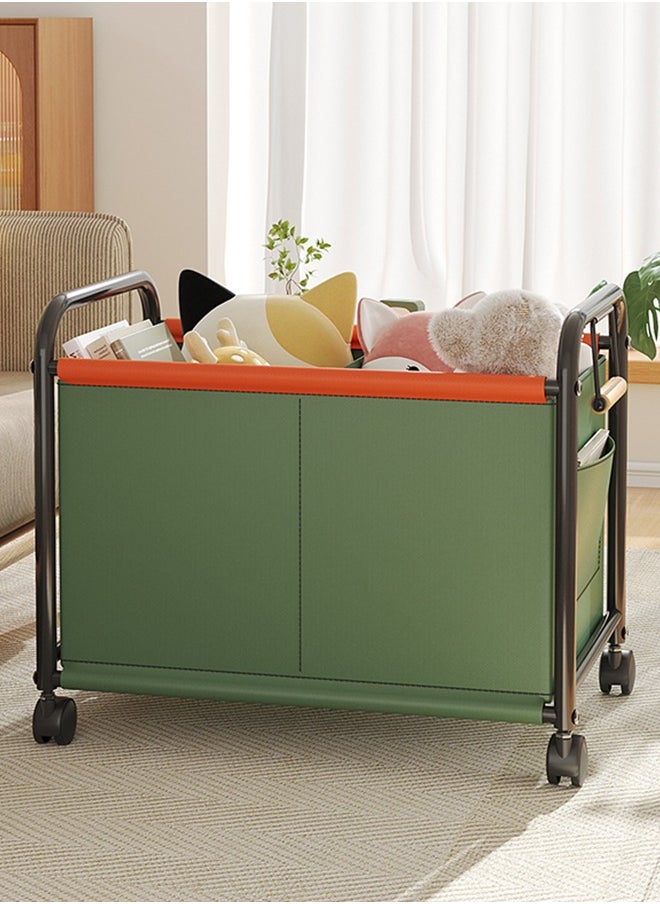 BLOOMING TIME - Toy Storage Car, Sundries Storage Trolley, With Side Pockets, With Universal Wheels, Can Be Moved At Will, Large Capacity, Space-Saving,-Green - Image 1