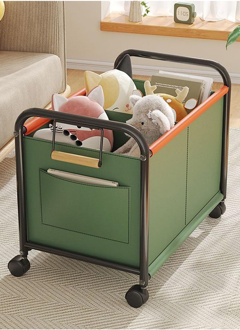 BLOOMING TIME - Toy Storage Car, Sundries Storage Trolley, With Side Pockets, With Universal Wheels, Can Be Moved At Will, Large Capacity, Space-Saving,-Green - Image 1