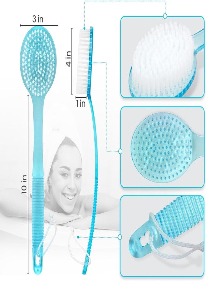 KYNA Double Sided Bath Brush With Long Handle Gentle Body Scrubber Back Cleaning Bathing Accessories For Boys And Girls Multicolor Pack Of 1 - Image 2