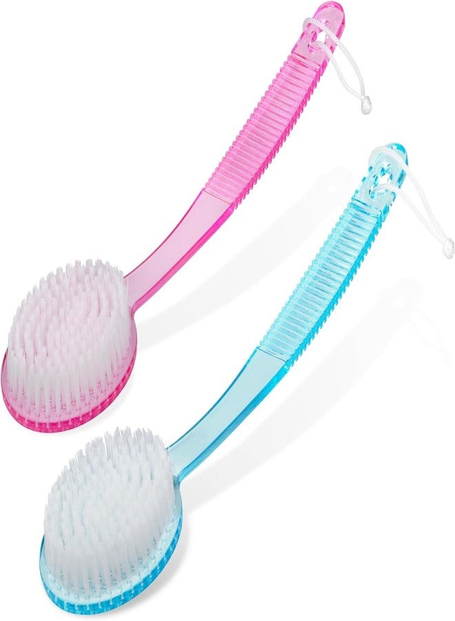 KYNA Double Sided Bath Brush With Long Handle Gentle Body Scrubber Back Cleaning Bathing Accessories For Boys And Girls Multicolor Pack Of 1 - Image 1