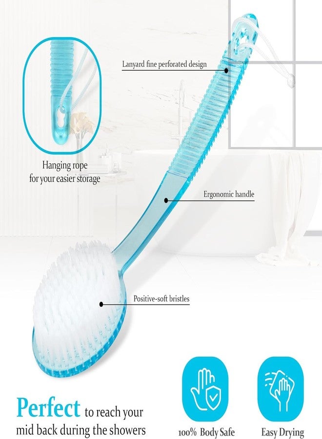 KYNA Double Sided Bath Brush With Long Handle Gentle Body Scrubber Back Cleaning Bathing Accessories For Boys And Girls Multicolor Pack Of 1 - Image 3