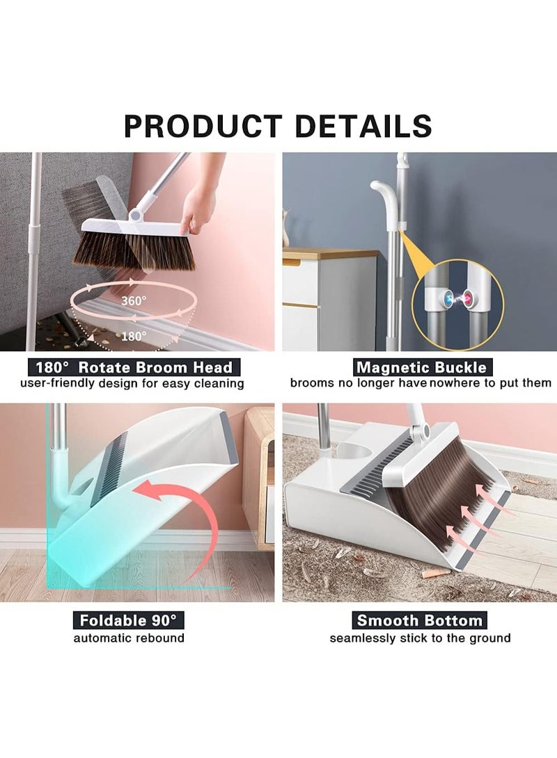 DubaiGallery Modern Long Handle Dustpan and Brush Set with Snap Lock Design, Built-In Comb for Hair Removal, Upright Storage Friendly Cleaning Tool for Home, Kitchen, Garage and Office Use - Image 3