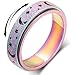 LuckyAmor Anxiety Ring for Women Spinner RingsRotating Rings Stainless Steel 6mm Moon Star Anxiety for Men Band Jewelry Gift for Women Size 6 7 8 9 10 - Image 3