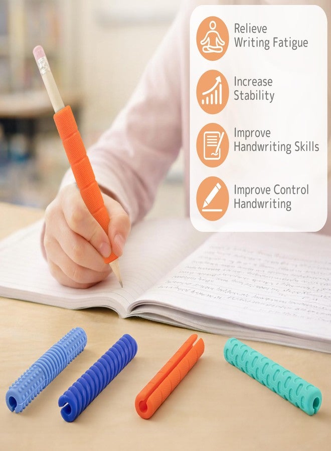 idooss Textured Silicone Pencil Grips, Sensory Pencil Fidget Sleeves for Kids, Teens, Adults with ADHD, Autism, Anxiety Relief, Writing Aid Tools ADHD Tools (4 Packs) - Image 3