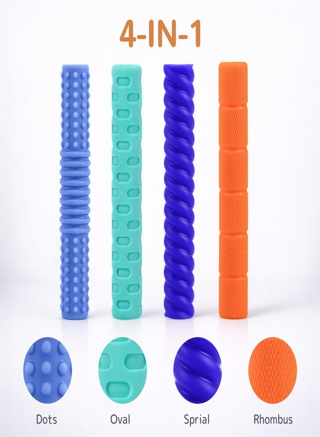 idooss Textured Silicone Pencil Grips, Sensory Pencil Fidget Sleeves for Kids, Teens, Adults with ADHD, Autism, Anxiety Relief, Writing Aid Tools ADHD Tools (4 Packs) - Image 2