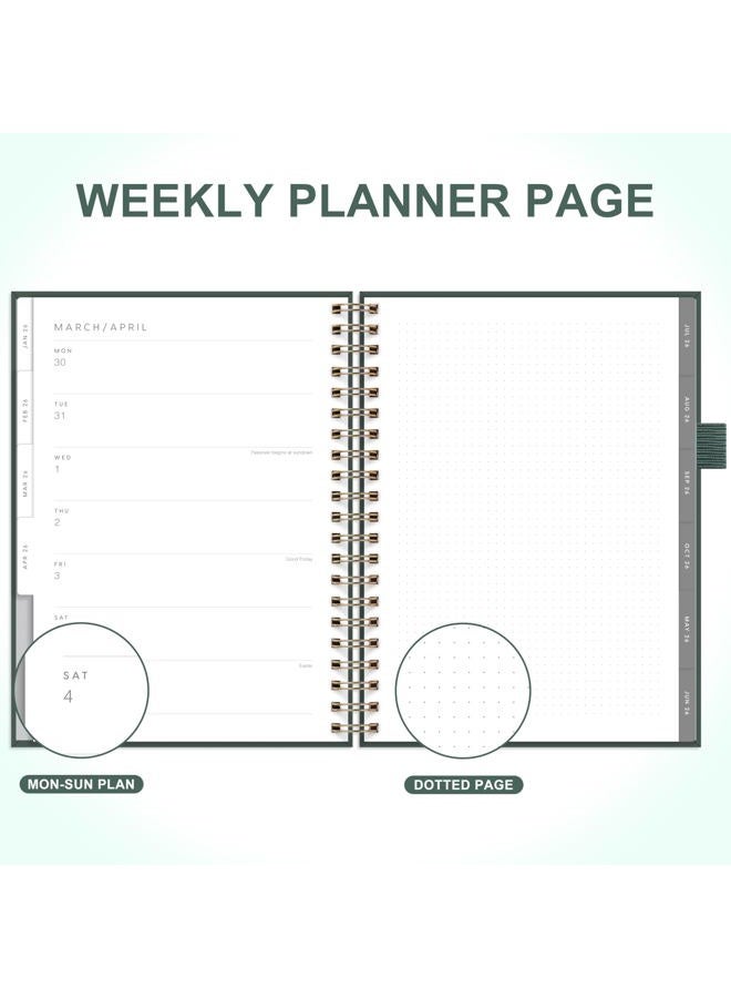 &And Per Se And Per Se 2026 Planner, A4 Size-Daily, Weekly & 18-Monthly Leather Hardcover Planner, Daily Schedule, Monthly Tabs, 100 GSM Thick Paper(Green) - Image 4
