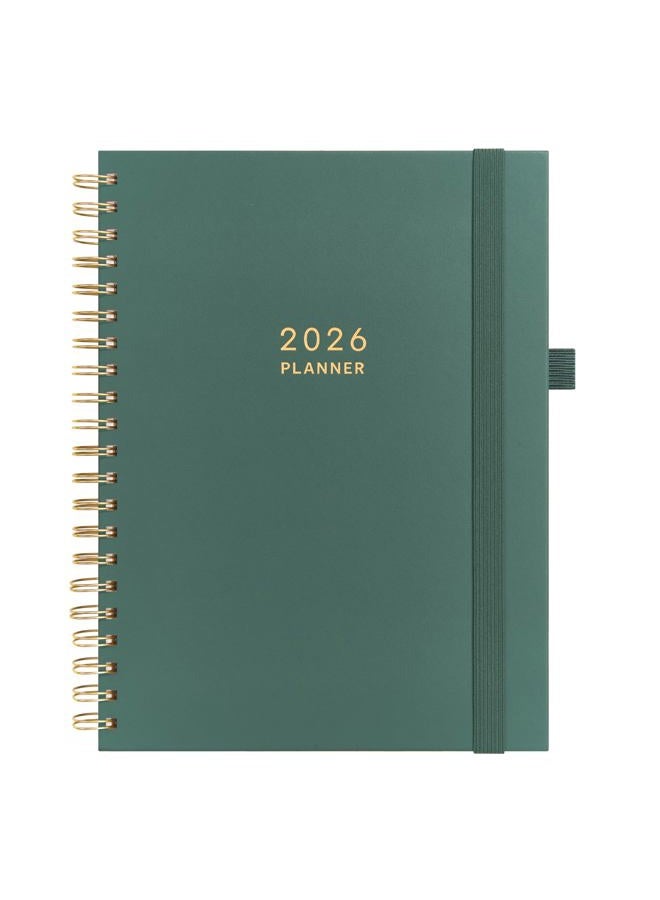 &And Per Se And Per Se 2026 Planner, A4 Size-Daily, Weekly & 18-Monthly Leather Hardcover Planner, Daily Schedule, Monthly Tabs, 100 GSM Thick Paper(Green) - Image 1
