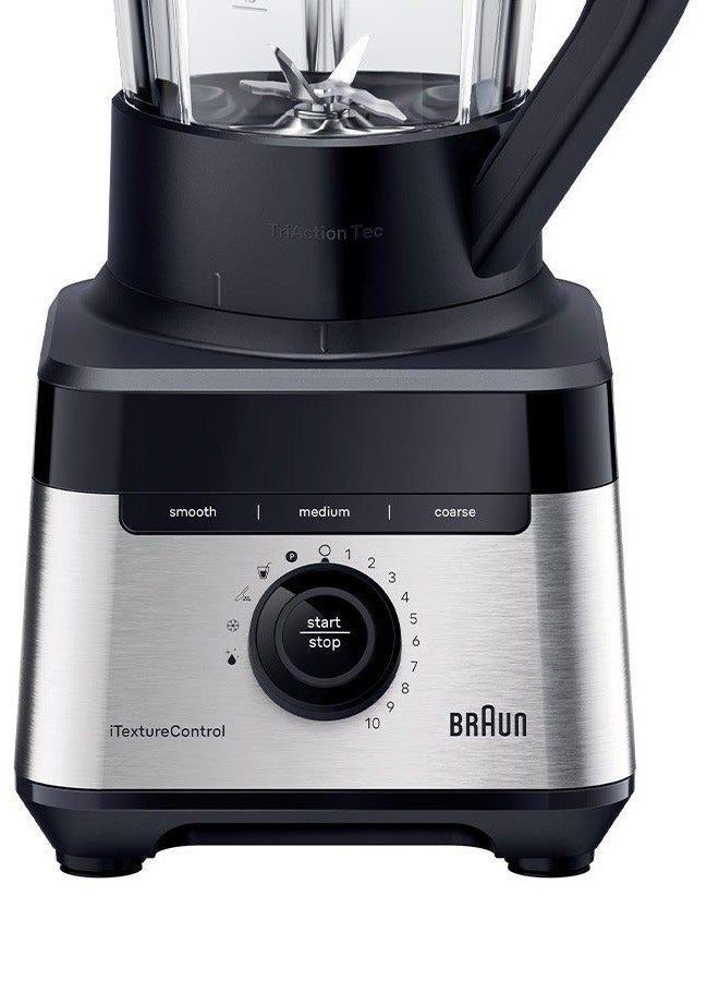 BRAUN Power Blender7, Glass Jug, 30K rpm Motor, 10 Speeds, 9 Food Programs, Smoothie program with Tritan bottle 600ml, TriAction Technology, 10 Speed, Pulse Function, PrecisionCrush Blade, Clean Program 2 L 1400 W JB7551BK Black & Silver - Image 3