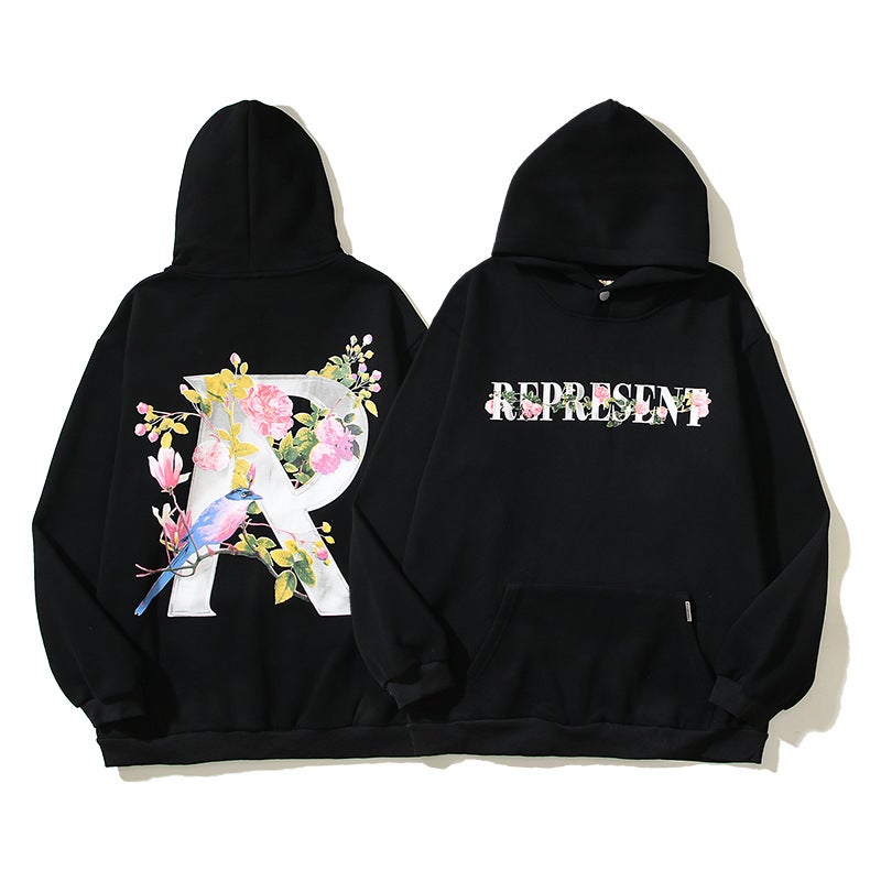 Meichao New Re Fashion Brand Flower Niche Fashion Brand American Loose Men And Women Couple Hooded Hoodie - Image 2