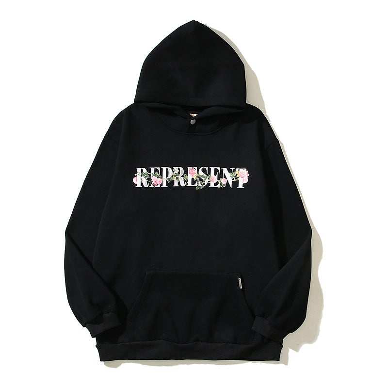 Meichao New Re Fashion Brand Flower Niche Fashion Brand American Loose Men And Women Couple Hooded Hoodie - Image 3