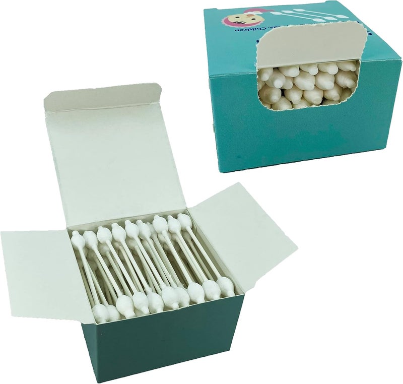 CGR 300pcs Baby Safety Cotton Swabs with Large Tips for Newborn, Babies, Kids, Children, 100% Organic Cotton, White Paper Sticks, 5 Pack of 60 Swabs Total(5 Paper Boxes) - Image 5