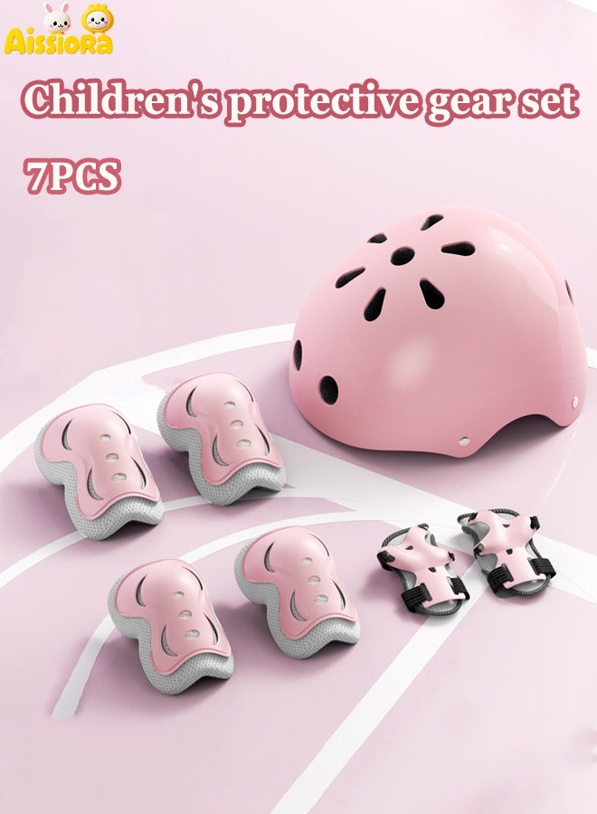 آيسيورا طقم معدات حماية رياضية خارجية للأطفال من 7 قطع طقم خوذة أمان معدات تزلج للأطفال طقم معدات ركوب دراجات للأطفال معدات حماية رياضية ضد السقوط للأطفال مناسب للأطفال من عمر سنتين إلى 6 سنوات - Image 1