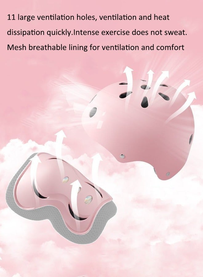 Aissiora 7-piece children's outdoor sports protective gear set Safety helmet set Children's roller skating equipment Children's cycling equipment set Children's sports anti-fall protective gear Suitable for children aged 2-6 - Image 4