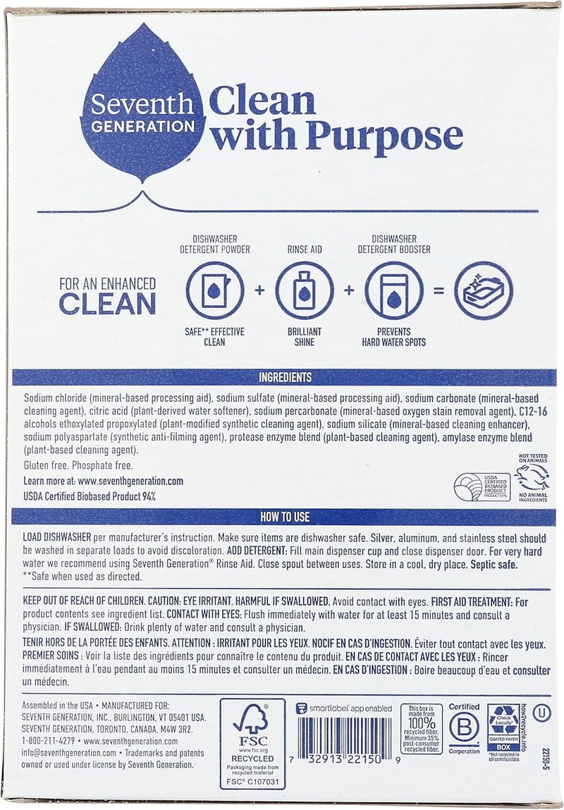 Seventh Generation Automatic Dishwasher Powder Free & Clear, 45 Oz - Image 2