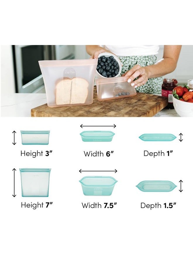 Zip Top Reusable Food Storage Bags | 2 Bag Set [Frost] | Silicone Meal Prep Container | Microwave, Dishwasher and Freezer Safe | Made in the USA - Image 4