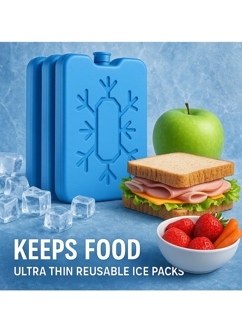 H.F.J H.F.J Ice Packs for Lunch Box, Reusable Ultra Thin Freezer Packs Long Lasting for Coolers, Cooler Bag for Work, School, Picnic or Camping Keep Food Fresh Lightweight Design for Easy Carrying 4 Pcs  - Image 1