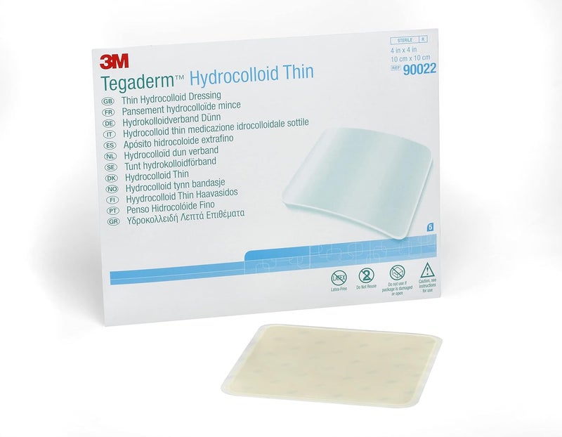 Tegaderm ضمادة 3M تيغاديرم هيدروكوليد رقيقة 90022 مربعة 4 إنش × 4 إنش 5 ضمادات CT 20 CTCS - Image 1