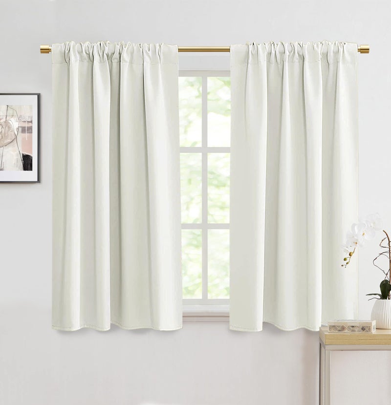 PANELSBURG 48 Inch Length Room Darkening Curtain Panels for BedroomShort Window Blackout Curtains for Bathroom KitchenCream Ivory Off White