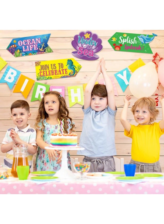 Spakon 20 Pieces Under The Sea Party Decorations Ocean Sea Animal Party signs Ocean Themed Birthday Party decor Baby shower Beach Party Supplies for Boys Girls Kids - Image 5