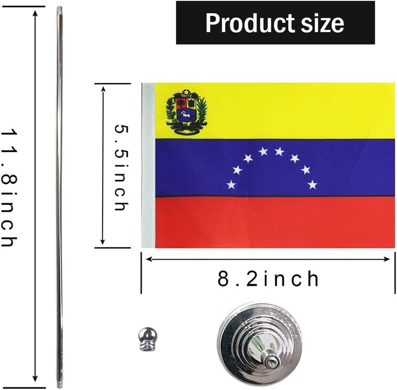 mflagperft Venezuela Flag Venezuelan Flags, Small Mini Venezuelan Desk Flag, Used for Table Office Classroom Home Patriotic Events Decorations - Image 2