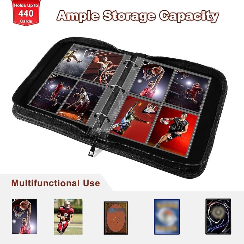 Mlikero Trading Card Binder with Sleeves,440 Pockets Basketball Card Binder,Card Binder Fits for Basketball Cards 2023-2024,Soccer Cards, Sport Cards,Trading Cards……… - Image 4