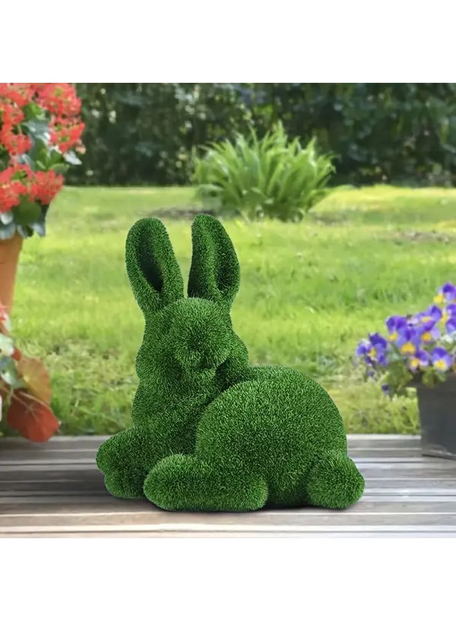 Resin Flocked Rabbit Set 3Pcs Realistic Lying Sitting Positions Garden Decor - Image 2