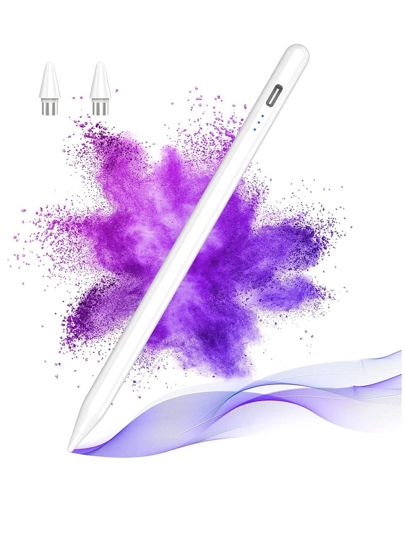 Stylus Pen for Android Touch Screens,Stylus Pencil for Tablet,Tablet Stylus Compatible Samsung/HuaWei/Tablet/Phone,Capacitive Pen with 2 Replacement Tips,Tablet Pencil with Palm Rejection,White  - Image 1