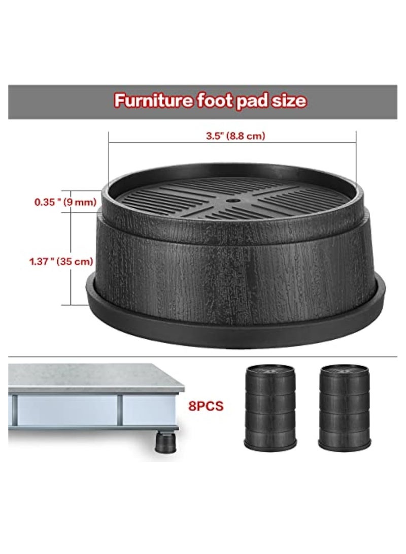KASTWAVE 8PCS Adjustable Furniture Risers, Heavy Duty Stackable Bed Risers, Bed Lifts with Rubber Pads, 1.5" 3" 4.5" 6" Lift Height Space, Furniture Lift Pads for Bed Furniture Frame, Couch, Sofa, Bookshelf - Image 4