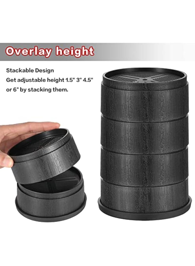 KASTWAVE 8PCS Adjustable Furniture Risers, Heavy Duty Stackable Bed Risers, Bed Lifts with Rubber Pads, 1.5" 3" 4.5" 6" Lift Height Space, Furniture Lift Pads for Bed Furniture Frame, Couch, Sofa, Bookshelf - Image 5