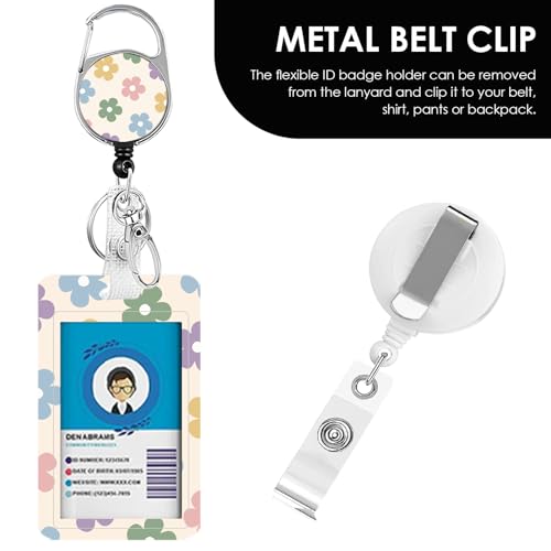 Vorruil Flower Lanyards for ID Badge, ID Badge Holder with Retractable Reel Clip and Keychain, Vertical Heavy Duty Identity Badge Cover Case Protector for Student Teacher Nurse Women Men - Image 4