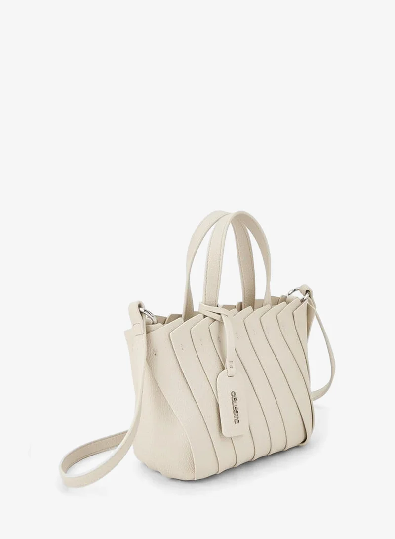 Celeste BEIGE Textured Tote Bag With Adjustable Strap for Women | Best Price UAE
