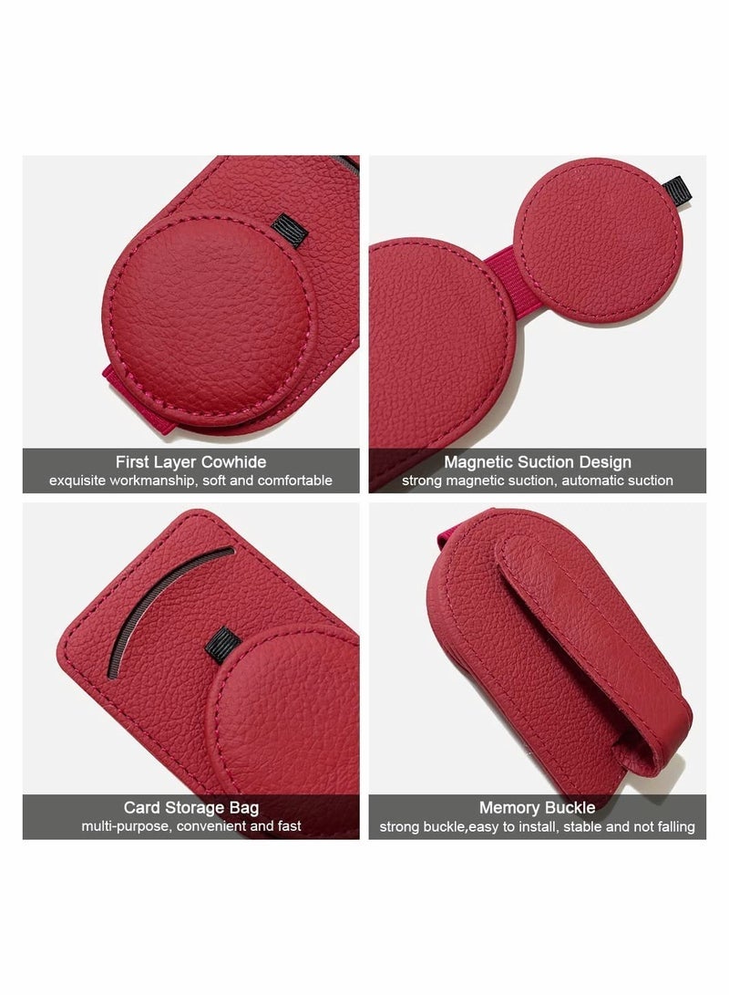 SYOSI Sunglass Holder for Car Visor,Adsorption Sunglasses Holder Clip for Storing Glasses Card Mask, for Car Visor (Red) - Image 5