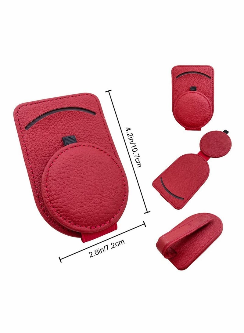 SYOSI Sunglass Holder for Car Visor,Adsorption Sunglasses Holder Clip for Storing Glasses Card Mask, for Car Visor (Red) - Image 2