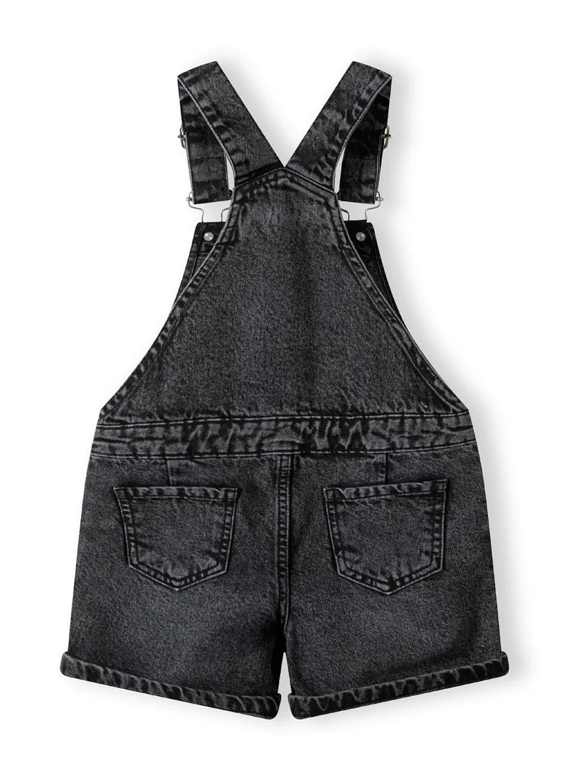 MINOTI Kids Girls Denim Dungaree Shorts with Pocket and Print